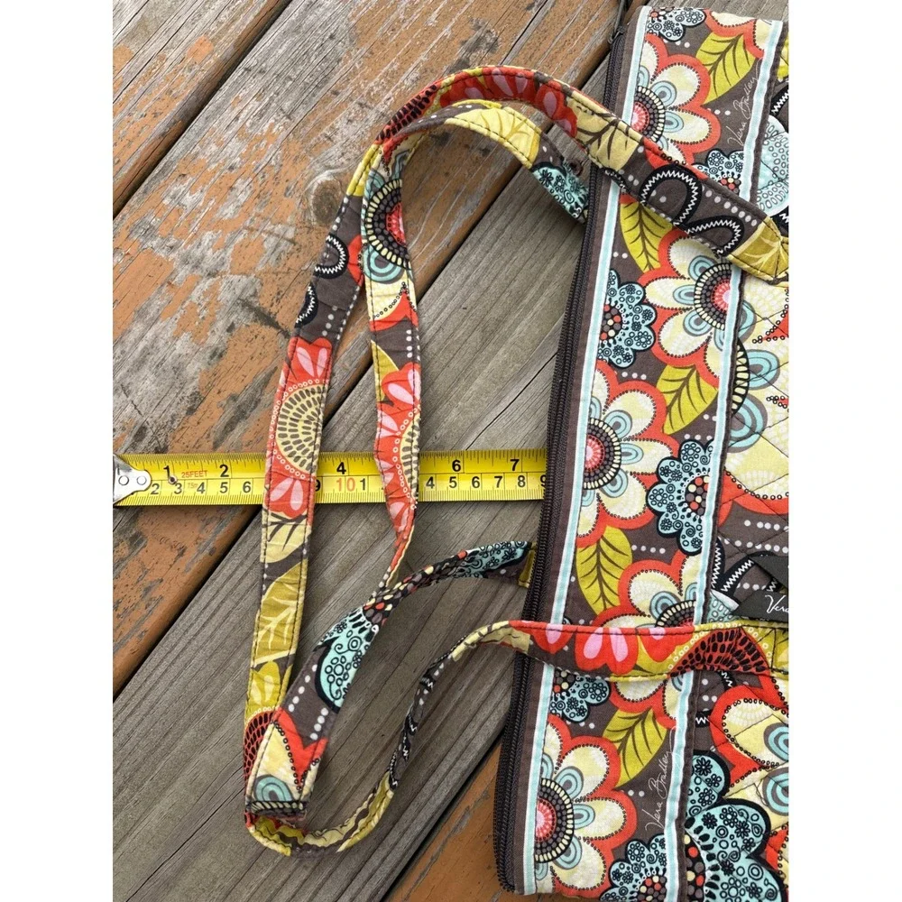 Vera Bradley Rhythm and Blues Quilted Floral Tote Bag Shoulder Purse Teal Lining